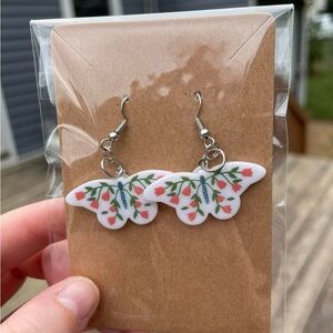Hand-pieced Floral Butterfly Earrings